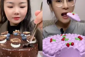奶油蛋糕第二弹来了，美女姐姐，大口吃奶油，全部吃完