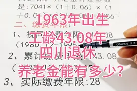1963年出生，工龄43.08年，四川退休，养老金能有多少？视频封面