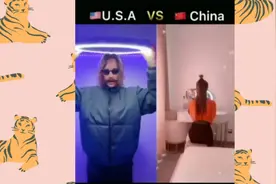 老外热评中国女孩VS美国网红光剑变身特效视频封面