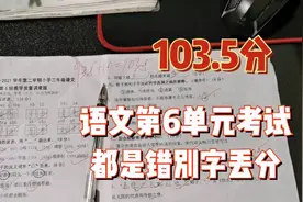二年级语文第6单元考试103.5分，错别字太多扣分，平时不注意书写视频封面