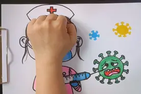 创意简笔画：用手掌来画最美白衣天使视频封面