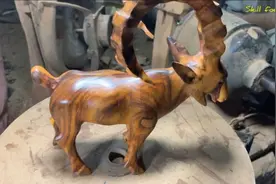 巴铁木雕艺术设计中心古法纯手搓木雕羚羊