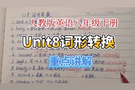 人教版英语八年级下册Unit8重点单词词形转换讲解视频封面