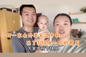 小胡一家去外婆家过中秋，买300块一斤的葡萄，外婆抱宝宝好有爱视频封面
