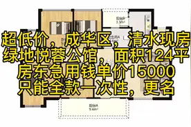 超低价，成华区
绿地悦蓉公馆，面积124平，清水现房
房东急用钱视频封面