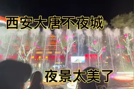 陕西西安的大唐不夜城，全国示范步行街，人山人海，夜景真美！视频封面