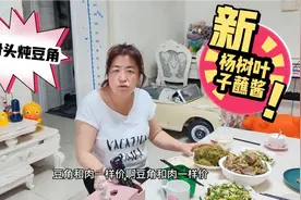 老孟拿的大骨头炖豆角，孟嫂竟然爱吃杨树叶了，肉太香了吗？视频封面