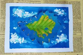 超级简单树叶贴画秋天主题画#绘画手工#萌知计划@抖音青少年