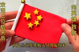 热烈欢迎三位航天员凯旋归来，做了一面国旗献给他们，向英雄致敬视频封面