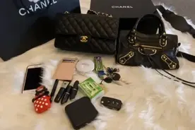 chanel cf 中号尺寸容量/黑金牛皮荔枝纹视频封面