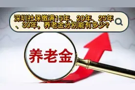 深圳社保缴满15年、20年、25年、30年，养老金分别能有多少？视频封面