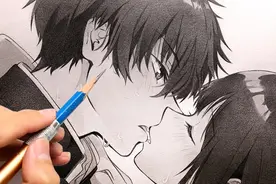 画一对夏天接吻流汗的情侣视频封面