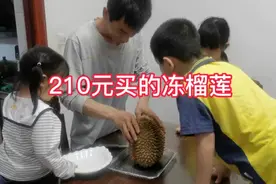 4个孩子馋榴莲，老公花210买了个冻榴莲给娃吃，打开一看有点失望视频封面