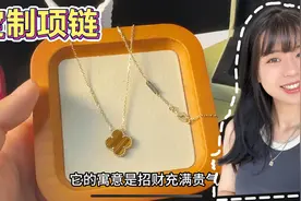粉丝定制18k四叶草项链，虎眼石寓意招财，雯雯搭配连衣裙太美了