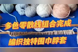 多种颜色碎毛线拼接完成，全程下针编织围巾式脖套，独特的织法视频封面
