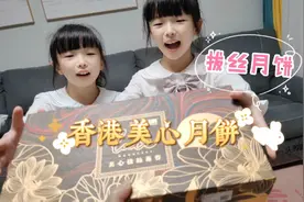 开箱香港美心月饼，果然价高物美，口感好还能拉丝，双胞胎玩嗨了视频封面