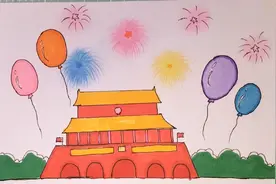 国庆节主题画，我爱我的祖国#开学抖出知识点@抖音青少年#国庆节视频封面