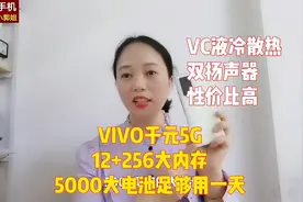 VIVO千元机12+256G，5000大电池+双扬声器+直面屏，还有VC液冷散视频封面