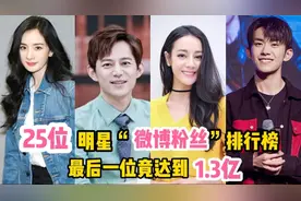 25位明星“微博粉丝”排行榜，迪丽热巴只有第14名，何炅竟第2名