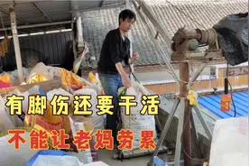 小伙从房上往下搬玉米，脚骨折还没康复，只能忍着脚痛干活视频封面