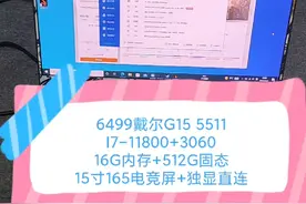 二手铺子 6499戴尔G15 5511 I7-11800+16+512+3060 165电竞屏视频封面