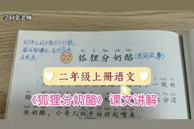 二年级上册语文，《狐狸分奶酪》课文讲解，狐狸为什么会得逞？视频封面