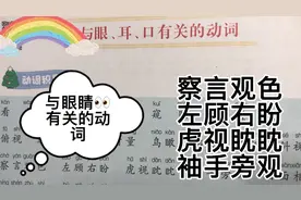 动词积累：看与眼睛👀有关的动词，察言观色，面面相觑，虎视眈视频封面