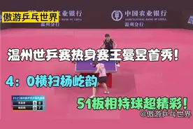 温州世乒赛热身赛首秀！王曼昱4：0横扫杨屹韵，51板相持球超精彩视频封面