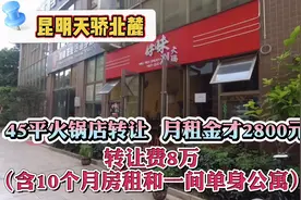 昆明天骄北麓45平火锅店转让，月租金才2800，转让费8万视频封面