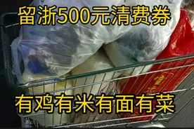留浙过年的500消费券去超市消费，满满购物车，有鸡有米有面有菜视频封面