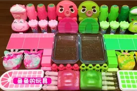 史莱姆｜粉红色的和绿色会混合出什么颜色呢？过程太舒适啦