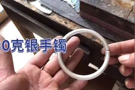 80克银手镯，肥仔手镯，雪花银手工定制男款加粗内径开口手环，视频封面
