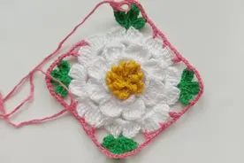 钩针高洁丽质白色山茶花单元花片编织，做装饰拼抱枕绝美系列！视频封面