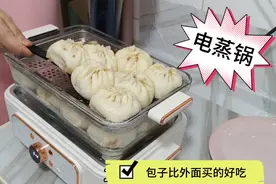 电蒸锅真给力，15分钟野菜馅大包子出锅，兰兰一口气吃了五个视频封面
