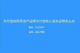 支付宝如何开资产证明和收入流水证明？