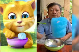 会说话的汤姆猫：金杰猫挑战吃棉花糖和大鱼饼干，这也太香了视频封面