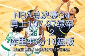 NBA总决赛G4勇士107-97凯尔特人2：2平，库里轰最高43分10板4助视频封面