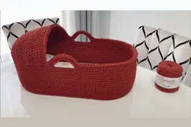 越来越喜欢钩针了！用短针也能编织婴幼儿手提篮，简单好实用