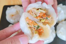 水晶包子详细做法，不用面粉不发面，晶莹剔透，立秋后要多吃它