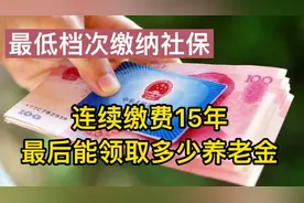 最低档次缴纳社保，连续缴费15年，最后能领取到多少养老金？视频封面