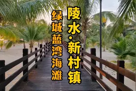 海南陵水《绿城蓝湾小镇》位于新村镇，沙滩上有长栈道供游人散步视频封面