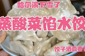 81岁哈尔滨奶奶蒸酸菜馅冻饺子，蒸了两笼屉，下雪了饺子酒真香！视频封面