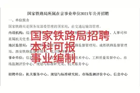 国家铁路局2021年招聘，本科可报，事业编制，待遇优厚！视频封面