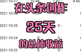 在头条创作25天的总体收益，你们收益怎么样视频封面