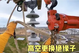 看看米国电工怎么高空更换绝缘子，真心想不到这工作专业性贼强！视频封面