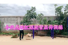 双杠深度臂屈伸有点费劲，68岁大叔只做了17个，练胸肌的力量视频封面