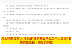 河北张家口市“人才引进”招录事业单位工作人员154名研究生起报视频封面