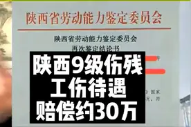 陕西9级伤残，工伤待遇赔偿约30万。视频封面