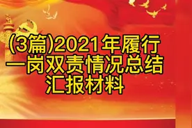(3篇)2021年履行一岗双责情况总结汇报材料视频封面