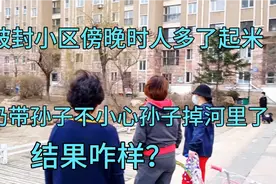 奶奶带孙子不小心，孙子掉池塘里了结果咋样了？被封小区人流现状视频封面